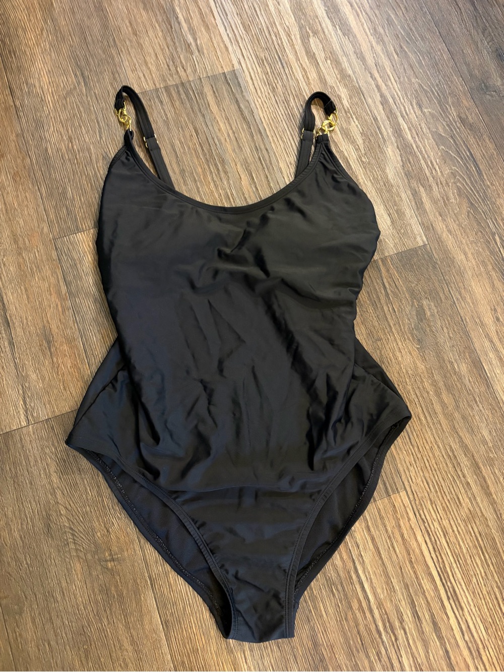 Women’s Aqua-Couture Black One-Piece w/Gold Chain Accents Size Large - Picture 1 of 5
